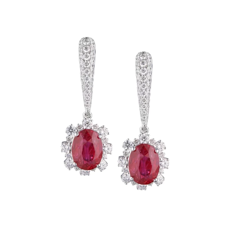 Earrings without a brand DIAMOND AND RUBY EARRINGS 6.59 CT ruby 6.59 ct