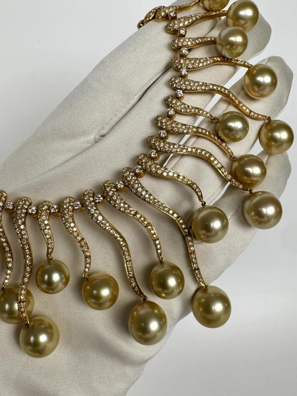 СЕРЬГИ NO NAME DIAMOND 10.52 CT and PEARL 9.75 - 12.78 NECKLACE NN0804 6