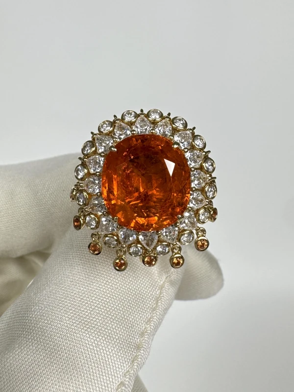 Earrings without a brand NATURALE SPESSARTITE GARNET 9.59 CT RING (SIZR 54) NN9.59CT 2