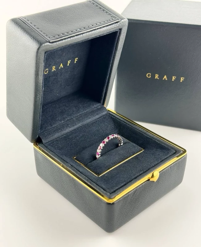 GRAFF BEZEL SET RUBY AND DIAMOND WEDDING RING BEZEL SET RUBY AND DIAMOND RING 3