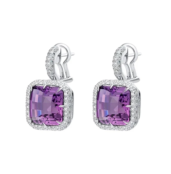 Earrings without a brand C БРИЛЛИАНТАМИ 1.93CT F-G/VS И 2 АМЕТИСТАМИ 16.13CT  1.93ct F-G/VS