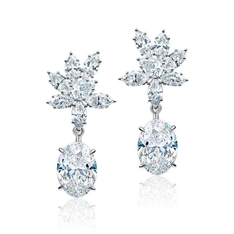OVAL DIAMOND 5.10 - 5.70 CT F/VS1 EARRINGS (GIA)