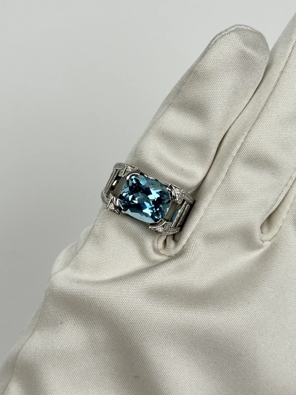 Harry Winston SUSPENSION RING, AQUAMARINE 5.18 CT (SIZE 54) HW5.18CT 6