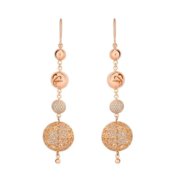 LACE DISCO BALL EARRINGS, ROSE GOLD