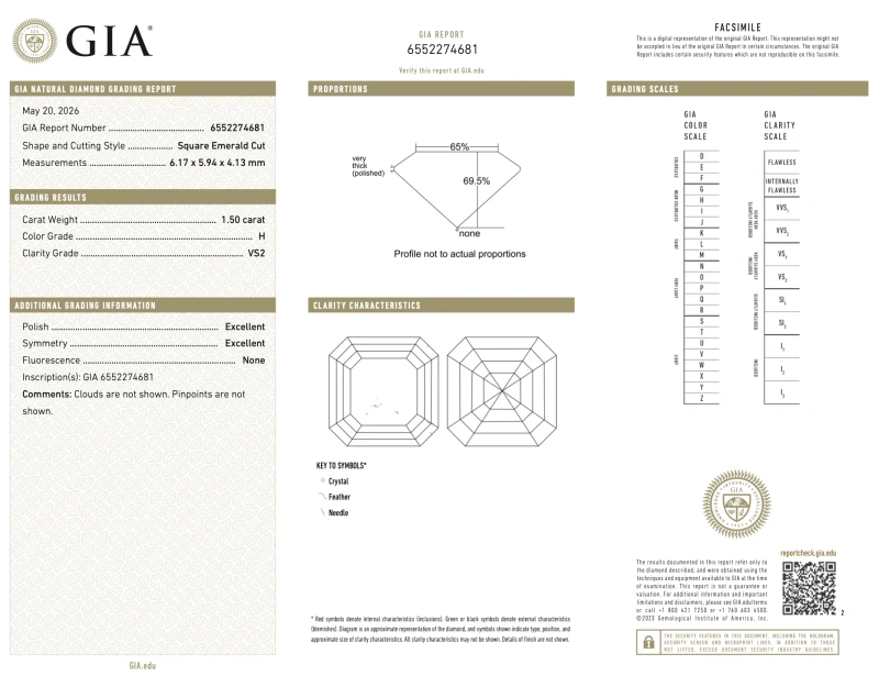 Earrings without a brand ASSCHER DIAMOND 1.50-1.50 CT H/VS2 EARRINGS (GIA) AS1.50-1.50CT H/VS2 4