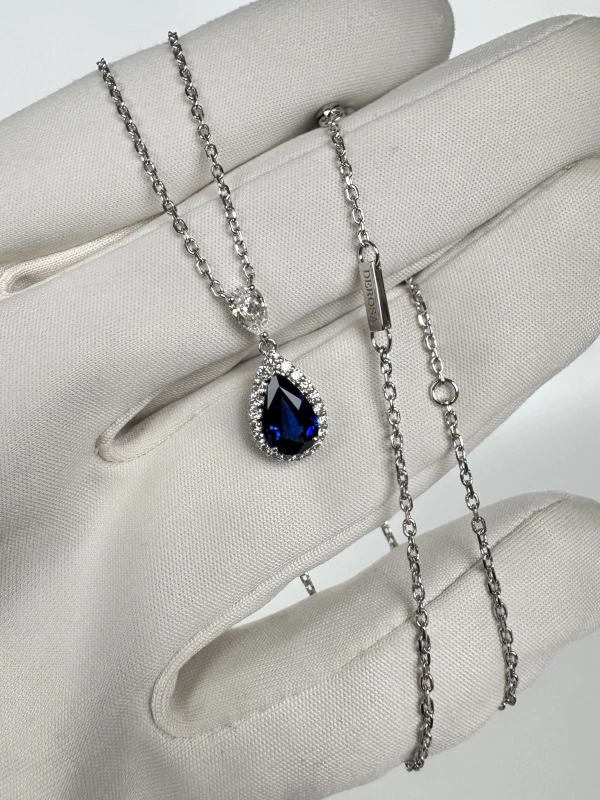 DeRosa PEARSHAPE SAPPHIRE 1.29 CT "ROYAL BLUE" PENDANT E879754 3