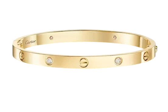 LOVE BRACELET, MEDIUM MODEL, 4 DIAMONDS (SIZE 16)