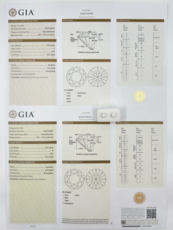 Earrings without a brand ROUND DIAMOND 2.01-2.02 CT E-F/VS1 EARRINGS (GIA) NN2.01-2.02CT E-F/VS1 8