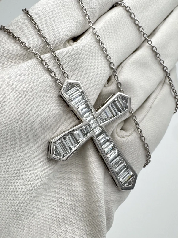 RalfDiamonds MIXCUT DIAMONDS 6.25 CT G-H/VS1-VS2 CROSS PENDANT RFD625 5