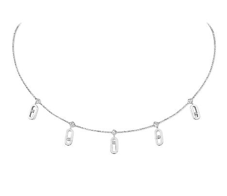 Move Uno Drop Pendant Choker, White Gold Diamond Necklace