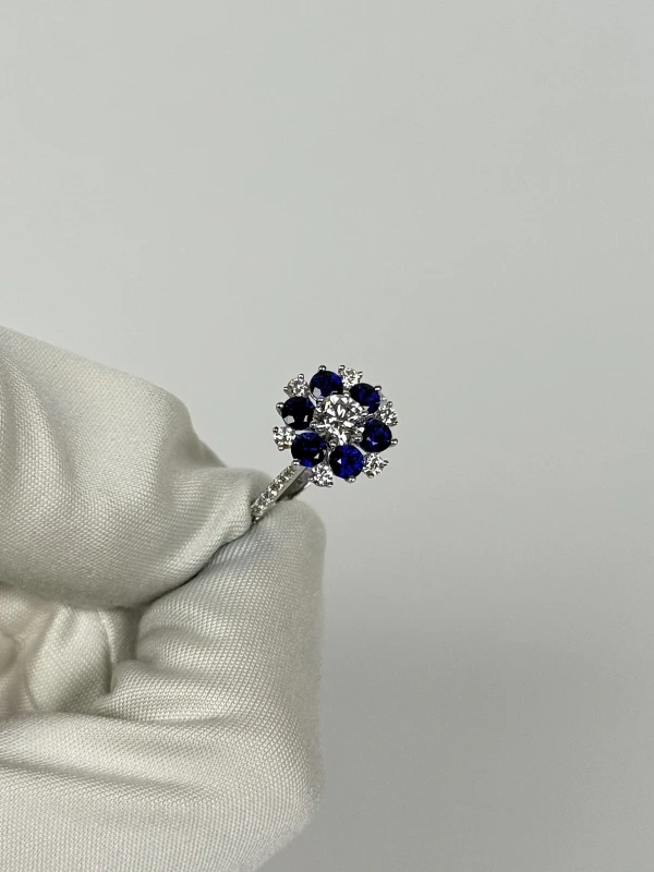 GRAFF ROUND DIAMOND & ROUND SAPPHIRE CLUSTER RING RGR717 3