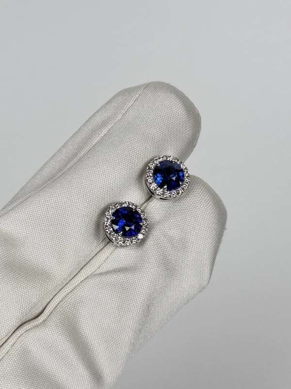 DeRosa SAPPHIRE EARRINGS 1.38 - 1.21 CT VIVID BLUE E470259 3