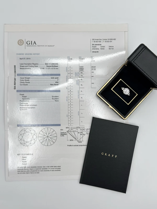 GRAFF ROUND DIAMOND 5.02 CT F/VS2 RING (GIA) 5.02 CT F/VS2 5