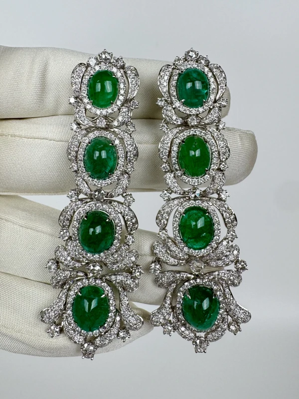 RalfDiamonds EMERALD 21.48 CT AND DIAMOND 7.63 CT EARRINGS RD5863 3
