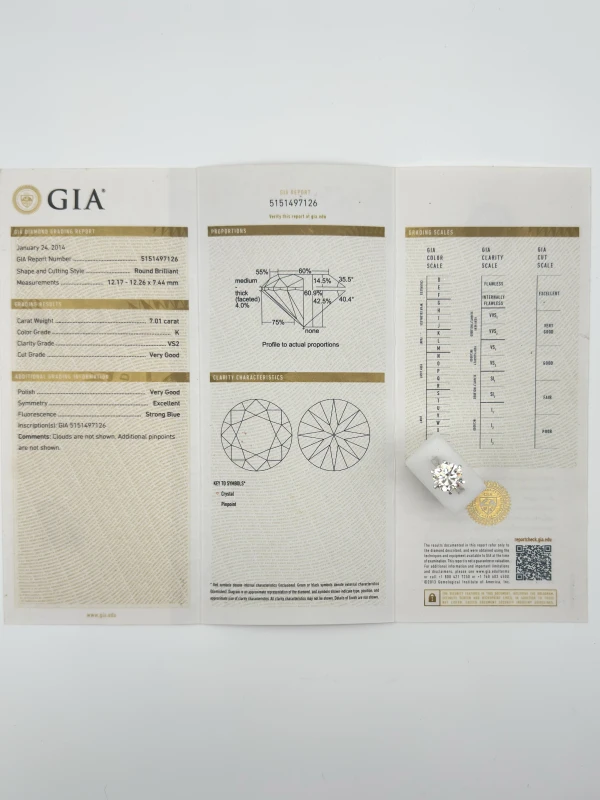 No name ROUND DIAMOND 7.01 CT K/VS2 RING (GIA) nn7.01 K/VS2 5