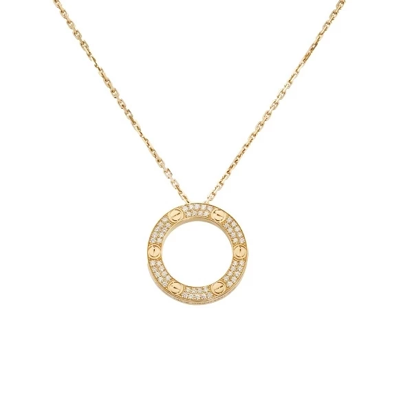 LOVE NECKLACE, DIAMOND-PAVED, YELLOW GOLD