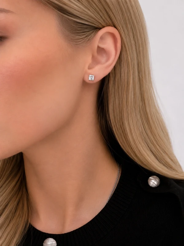 Earrings without a brand ASSCHER DIAMOND 1.00-1.00 CT G/VS1 EARRINGS (GIA) AS1.00-1.00CT G/VS1 2