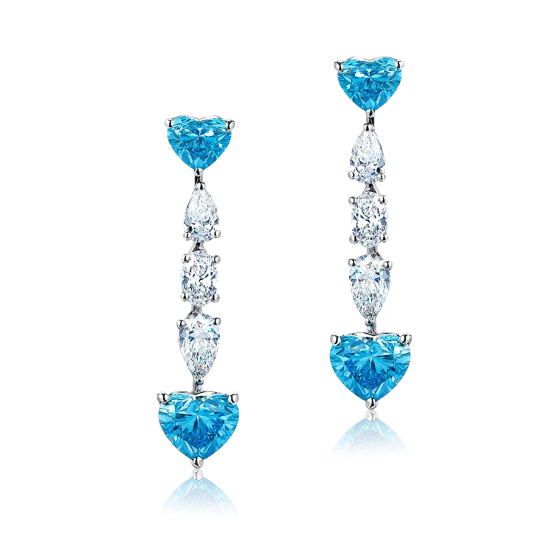 СЕРЬГИ NO NAME HEART DIAMOND 13.25 CT FANCY VIVID GREENISH BLUE/VVS2 SET (GIA) NN13.25 CT 4