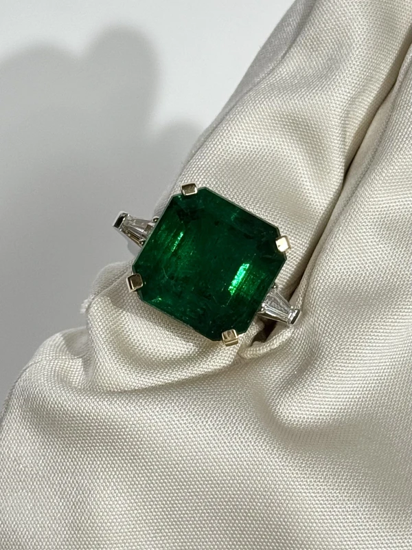 Earrings without a brand EMERALD 15.29 CT VIVID GREEN RING (GRS) NNEmerald15.29CT 6