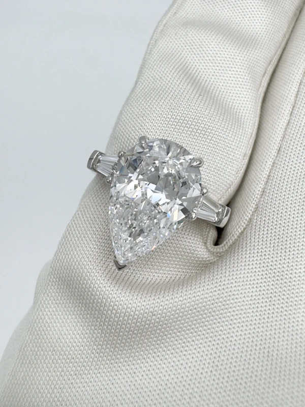 Earrings without a brand PEARSHAPE 4.06 CT D/IF DIAMOND RING (SIZE 53) nn4.06ct 5