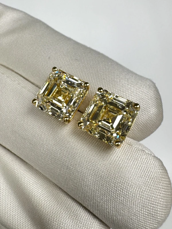 Earrings without a brand ASSCHER DIAMOND 7.02 - 7.02 CT U to V - S to T/VVS2 EARRINGS (GIA) EXEXEX NN7.02-7.02 5