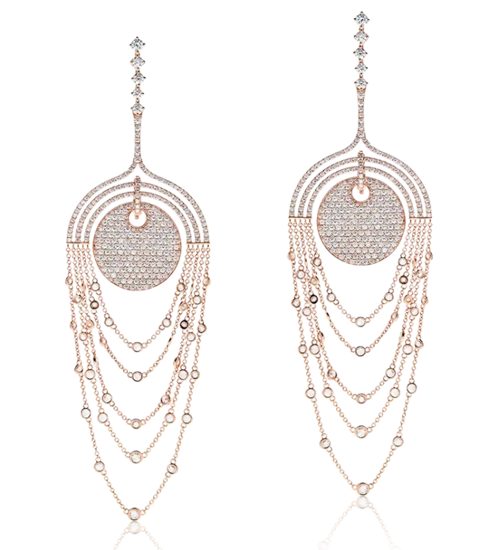Chandellier Earrings, Rose gold