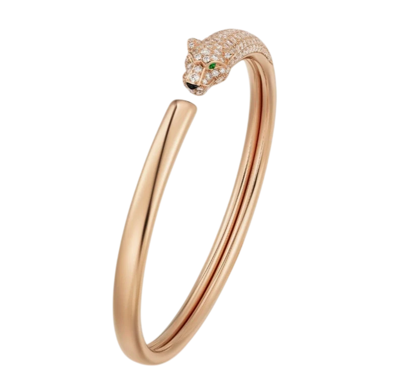 PANTHERE DE CARTIER BRACELET, SMALL MODEL. HALF-PAVED (SIZE 17)