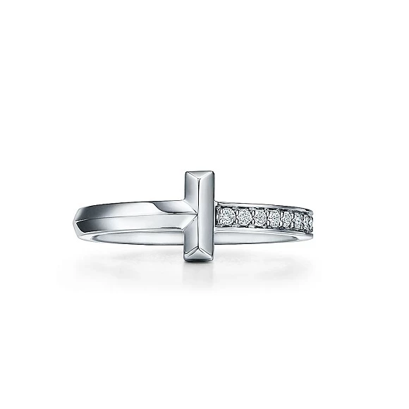 T1 RING IN WHITE GOLD WITH DIAMONDS, 2,5 MM WIDE