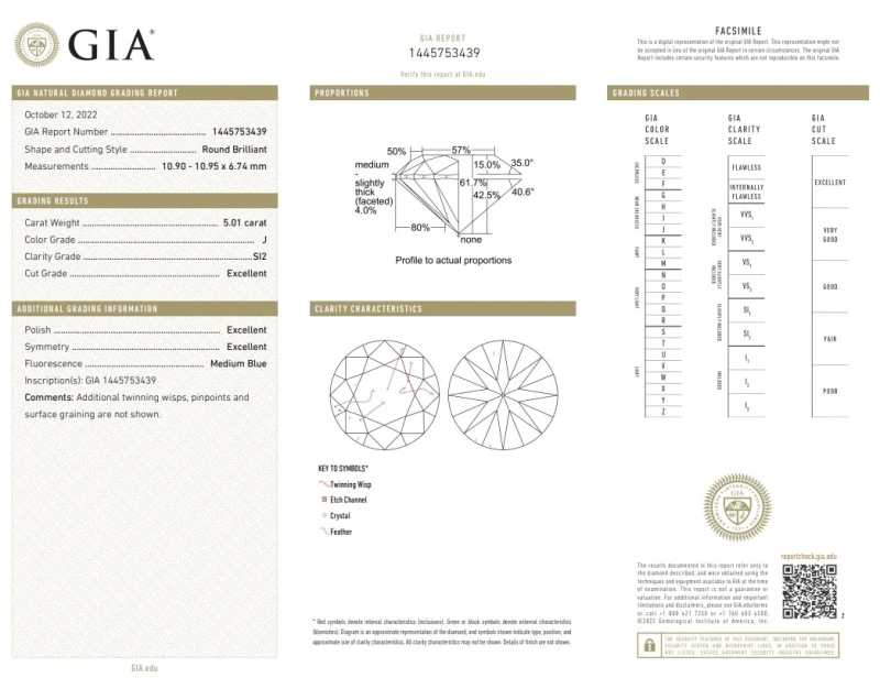 No name DIAMOND 5.01 CT J/SI2 RING EXEXEX (GIA) NN5.01CTJ/SI 2