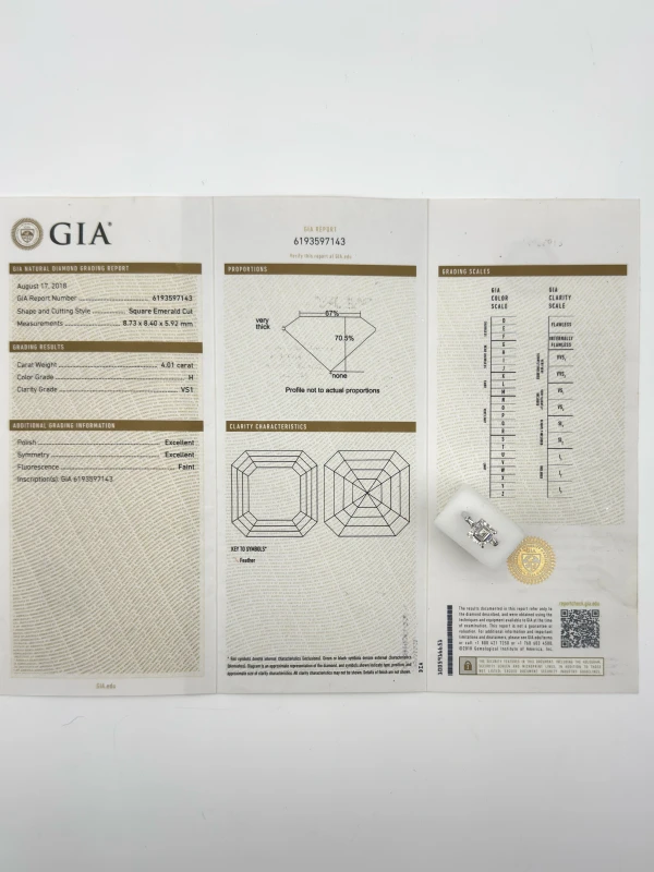 Earrings without a brand ASHER DIAMOND 4.01 CT H/VS1 RING (GIA) NN4.01H 5