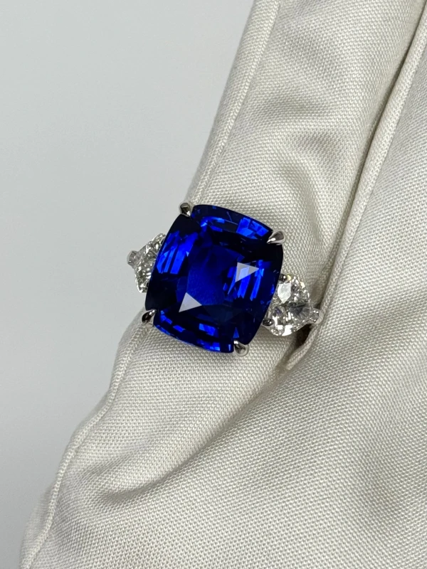 Earrings without a brand SAPPHIRE 15.59 CT ROYAL BLUE & DIAMOND EARRINGS (GRS) NN15.59 4