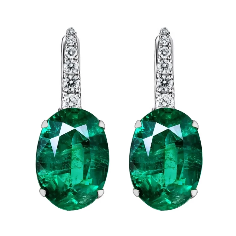 EARRINGS WITH EMERALDS 2.17CT AND DIAMONDS