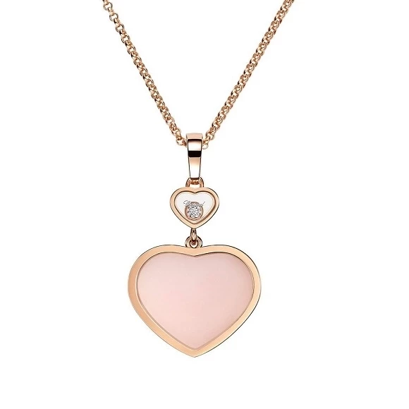 HAPPY HEARTS PENDANT, PINK OPAL, ROSE GOLD 
