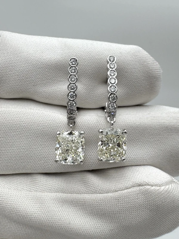 No name Cushion Diamond 2.04 - 2.03 ct L/VVS1-SI1 Earrings (GIA) NN2.04-2.03L 3