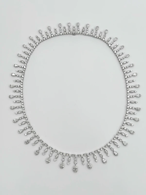 GRAFF White Gold White Pear Shape and Round Diamond  Fringe 20.15 ct Necklace RGN977 3