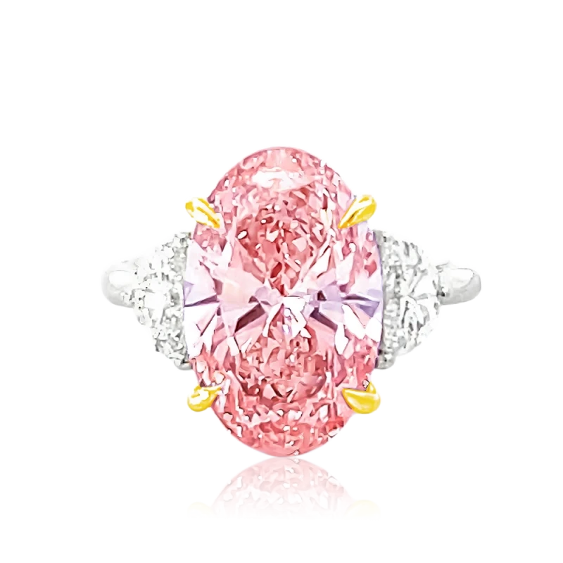 OVAL DIAMOND  5.93 CT FANCY INTENSE PINK/SI1 RING (GIA)
