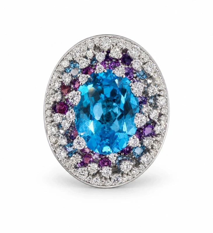 OVAL TOPAZ RING 11.60 CT