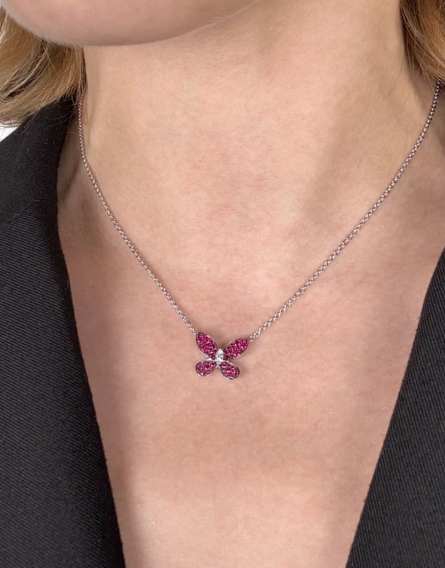 GRAFF PAVE BUTTERFLY PENDANT RGP 0.57 CT 2