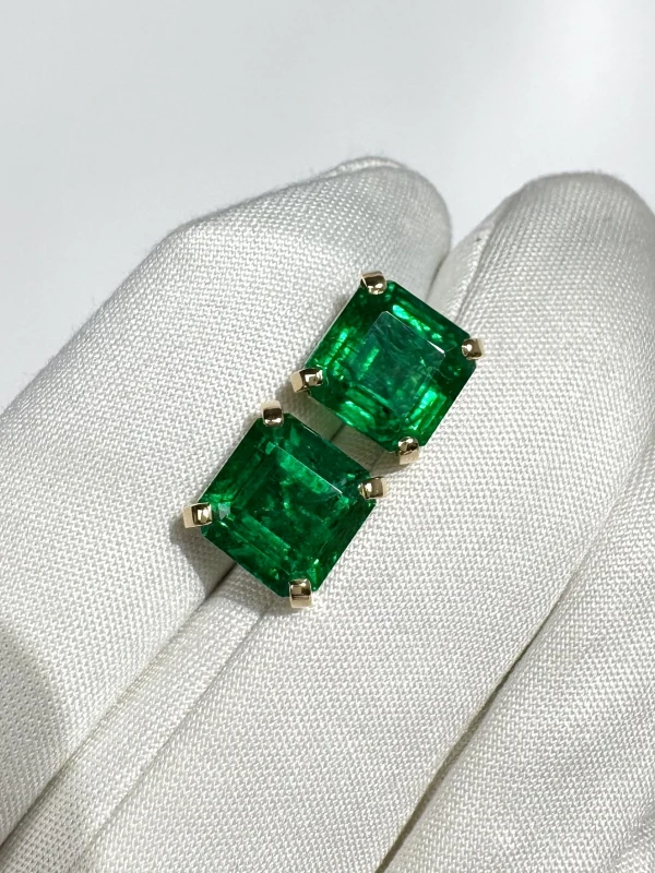 DeRosa EMERALD 3.24-3.42 CT VIVID GREEN EARRING E393665 5