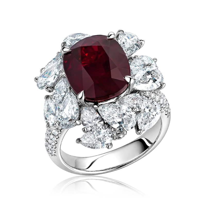 OVAL RUBY 8.02 CT "PIGEONS BLOOD" RING (GRS)