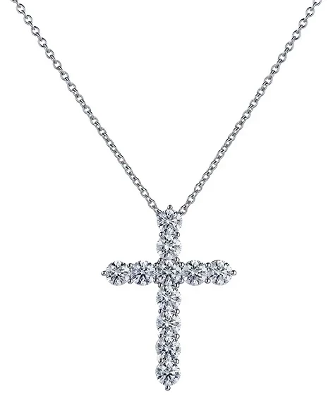 ROUND DIAMOND CROSS MEDIUM PENDANT