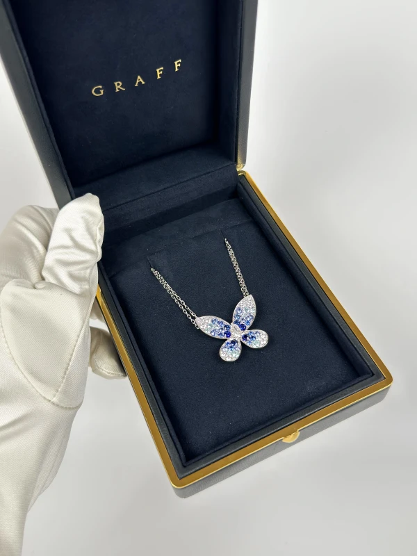 Graff Butterfly Sapphire, Tourmaline and Diamond Pendant RGP870 8