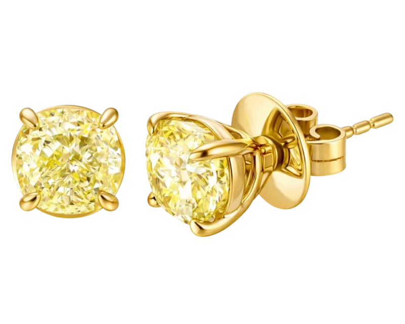 CUSHION DIAMOND 3.01 - 3.00 CT FANCY LIGHT YELLOW/VS EARRINGS (GIA)