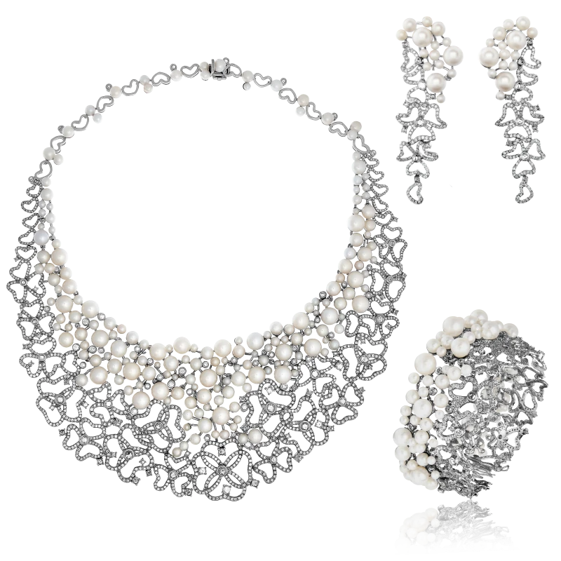 RalfDiamonds PEARL AND DIAMOND 19.56 CT SET RFD8524 1