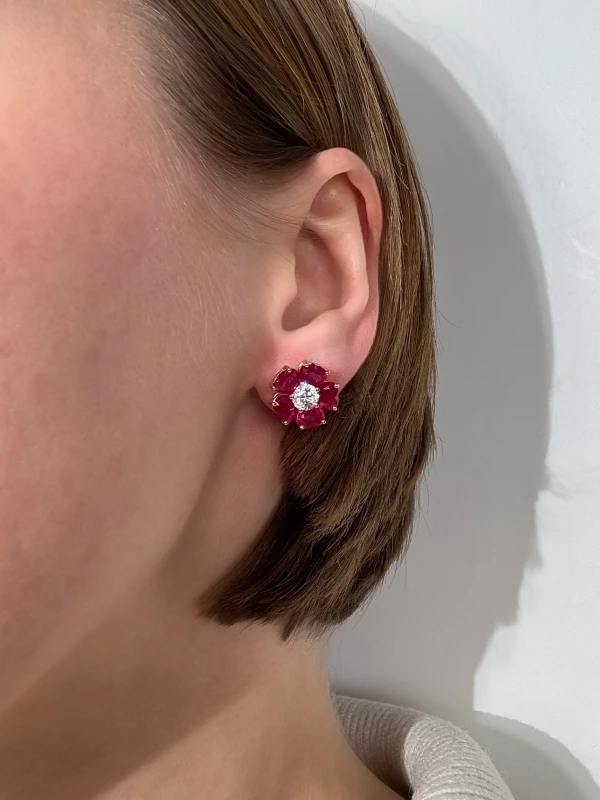 VERDI JEWELLERY СЕРЬГИ С РУБИНАМИ A27L 2