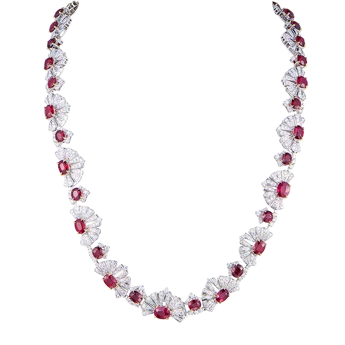 No name OVAL RUBY 25.55 CT & WHITE DIAMONDS NECKLACE (GIA) RUBY 25.55 CT 1