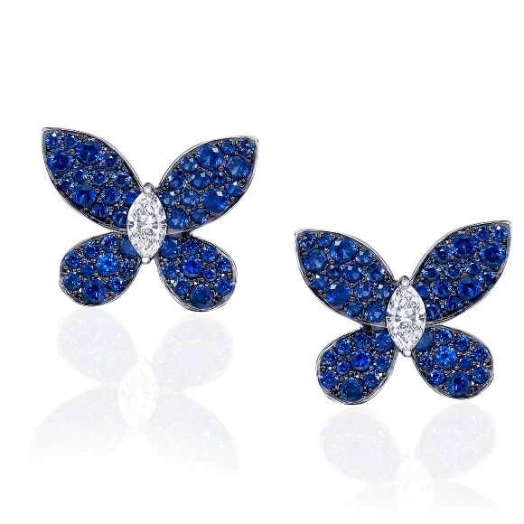 PAVE BUTTERFLY, SAPPHIRE, WHITE GOLD.