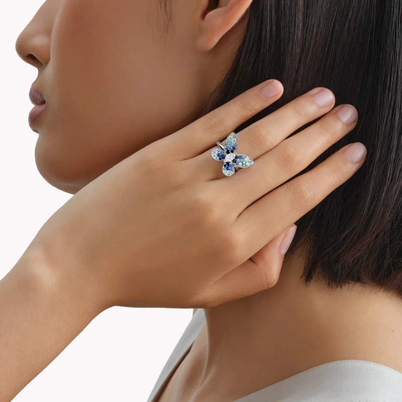 GRAFF Butterfly ring set with blue sapphire and diamonds (SIZE 52) RGR1231 2
