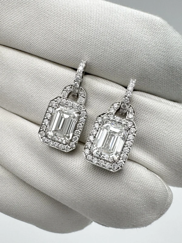 СЕРЬГИ NO NAME EMERALD DIAMOND 2.01-2.01 CT F/VS2 (GIA) 118218 5