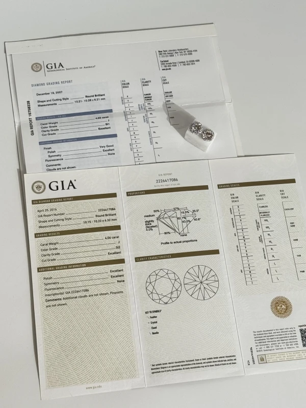 Earrings without a brand ROUND DIAMONDS 4.03-4.06 CT J/SI EARRINGS NN4.03-4.06 CT J/SI 4